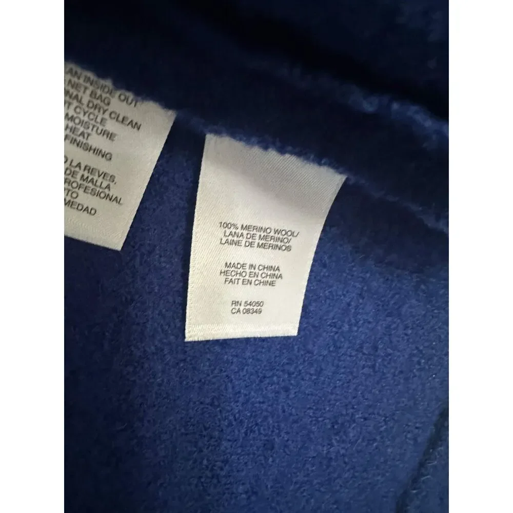 Jones New York Collection Blue 100% Merino Wool Jeweled Button Cardigan M - Picture 6 of 6